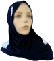 Hijab 2 pieces (bonnets tube) bleu marine decore a carreaux blanc satines
