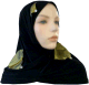 Hijab 2 pieces (bonnets tube) noir decore en carreaux vert olive