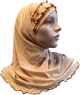 Hijab 2 pieces beige avec ruban fronce caramel