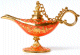 Lampe merveilleuse d'Aladin couleur corail doree avec sa boite cadeau
