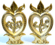 Ensemble de 2 pieces decoratives dorees avec inscription Allah et Mohammed decorees de diamants blancs