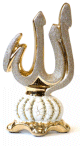 Grande garniture en porcelaine doree avec calligraphie Allah et diamants