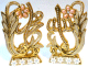 Ensemble de 2 pieces decoratives dorees avec inscription Allah et Mohammed decorees de diamants et de fleurs