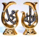 Ensemble de 2 pieces decoratives dorees avec inscriptions Allah et Mohammed decorees de diamants