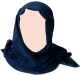 Chale / Foulard hijab une piece bleu marine avec bande satinee
