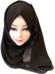 Chale / Foulard hijab une piece marron fonce avec bande satinee