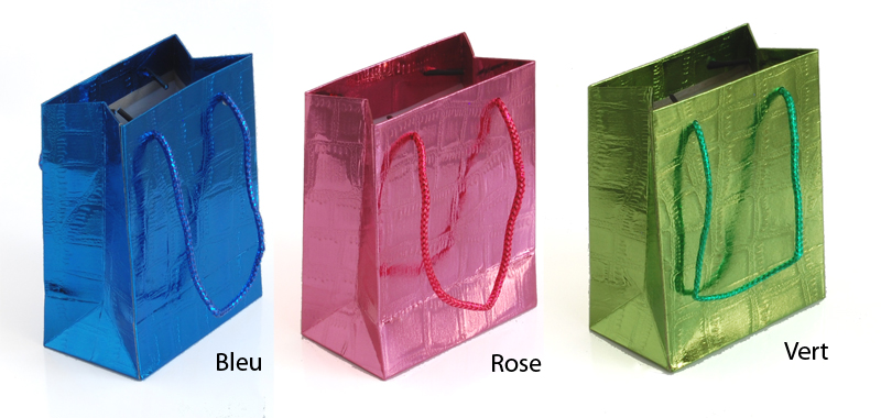 Petit sac cadeau brillant différents coloris disponibles - 14,5 x 12 cm -  Objet de décoration ou oeuvre artisanale sur