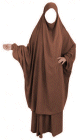 Jilbab adulte 2 pieces - Cape + Jupe evasee - Jilbeb femme musulmane - Couleur marron clair