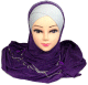 Hijab violet paillete avec boutons et chaines fines