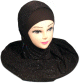 Hijab 1 piece marron fonce paillete avec strass multi-couleurs
