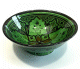 Grand Saladier / Plat creux en poterie peinte et decoree de couleur vert