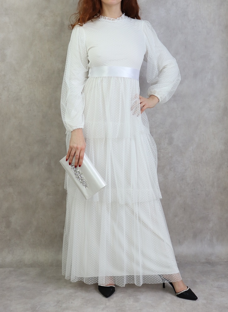 Robe longue de soirée et mariage ou demoiselle d'honneur pour femme -  Couleur blanche - Prêt à porter et accessoires sur