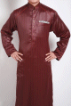 Qamis homme de qualite superieure couleur bordeaux avec poche stylee grise (Marque Al-Bai)