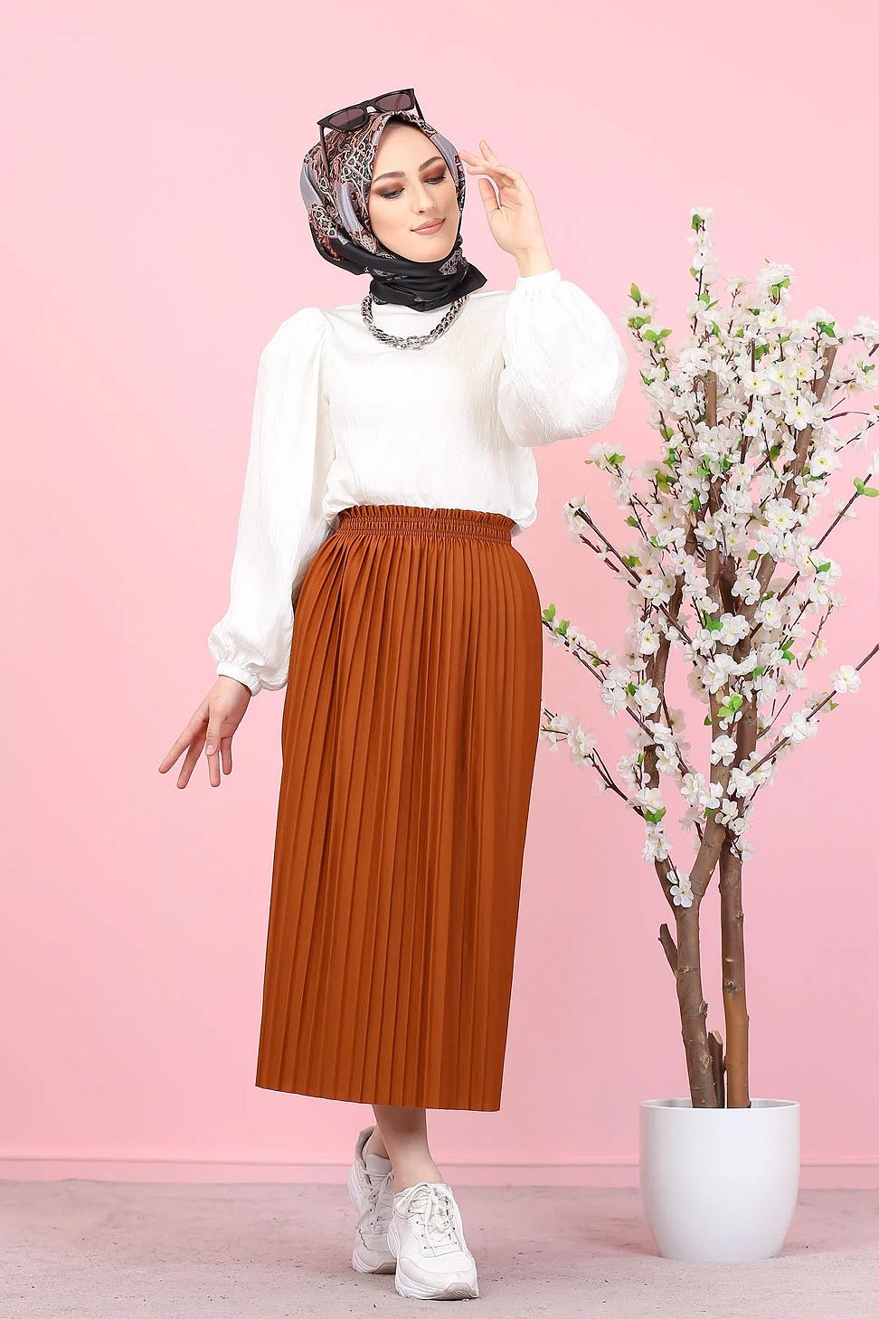 Jupe plissée pour femme (Mode Musulmane) - Couleur Camel