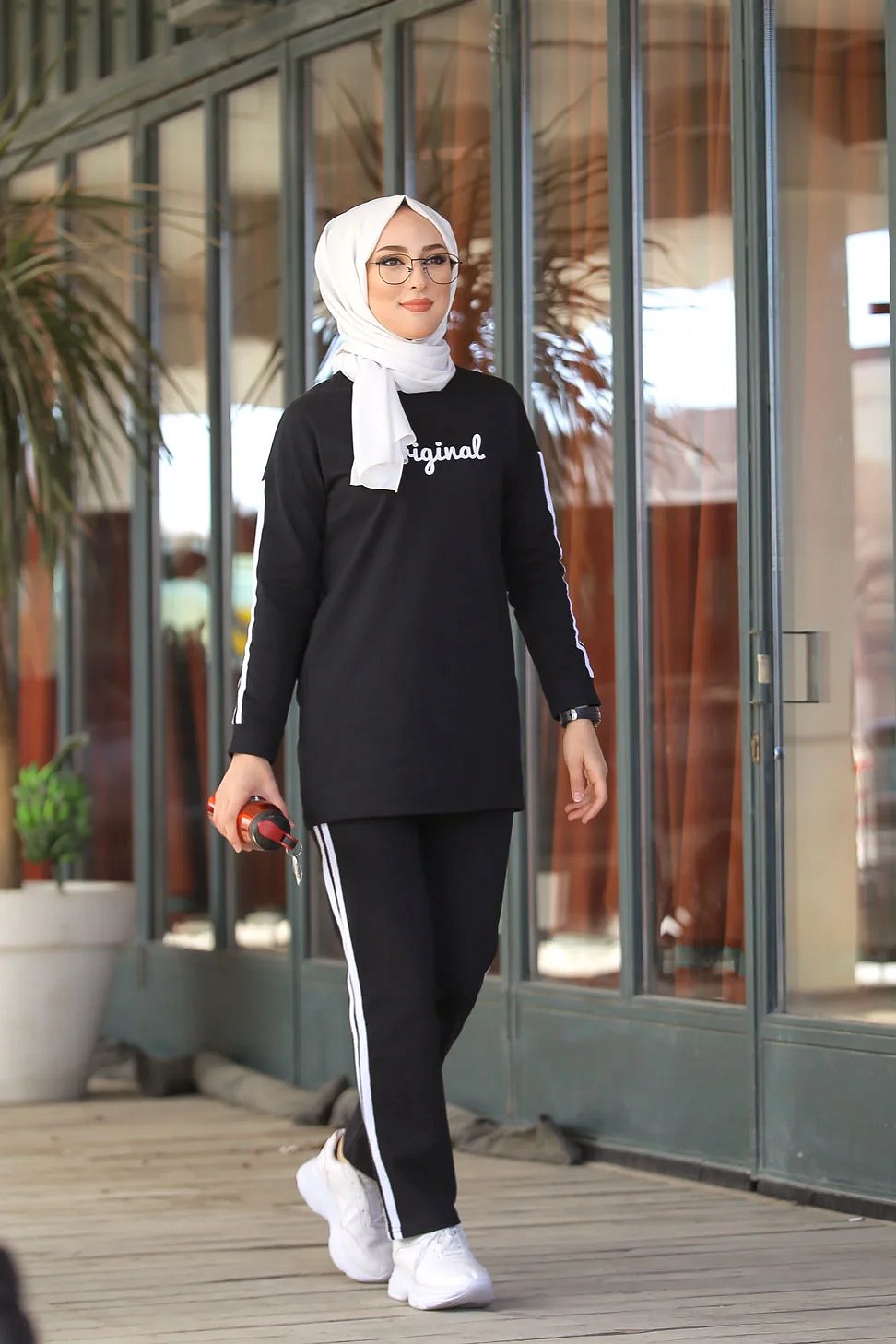 Survêtement original 2 pièces (Hijab Sport pour femme musulmane) -  Couleur noir
