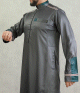 Qamis homme haut de gamme style moderne de couleur vert fonce (tissu satine)