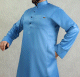 Qamis homme de qualite superieure avec tissu satine couleur bleu