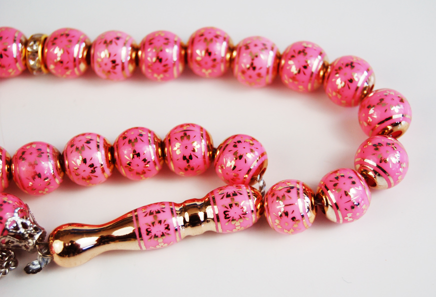 Chapelet Sebha de luxe à 99 perles - Couleur rose clair avec 2