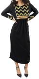 Abaya longue noire avec broderies et perles (echarpe assortie)