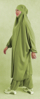 Ensemble Jilbab femme deux (2) pieces cape et sarouel (pantalon) - Couleur Vert Kaki Clair