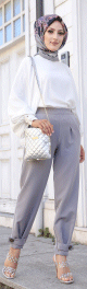 Pantalon femme classique et casual (Boutique en ligne Hijab France) - Couleur gris