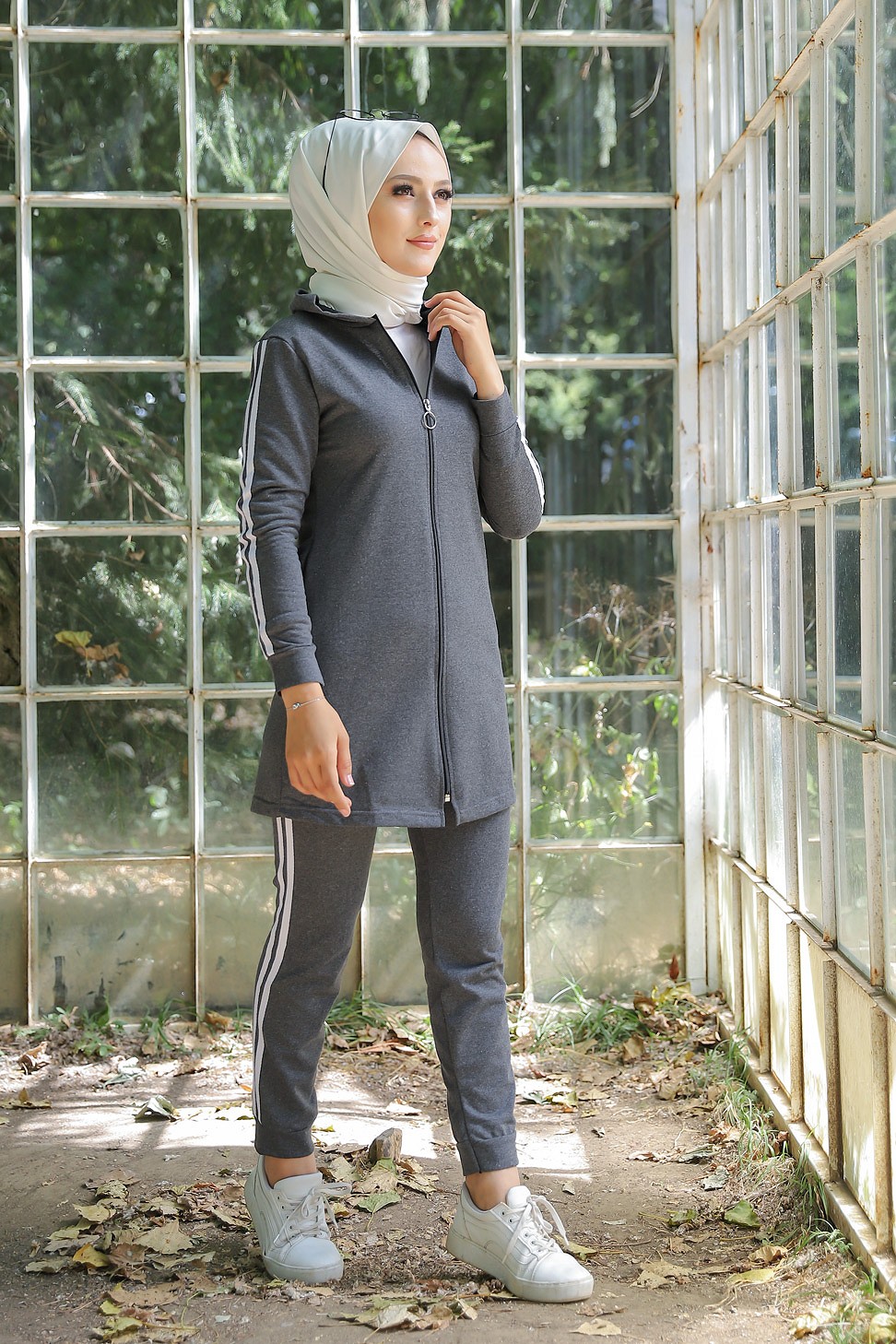 Survêtement pour femme (Tenue Sport Hijab) - Couleur anthracite