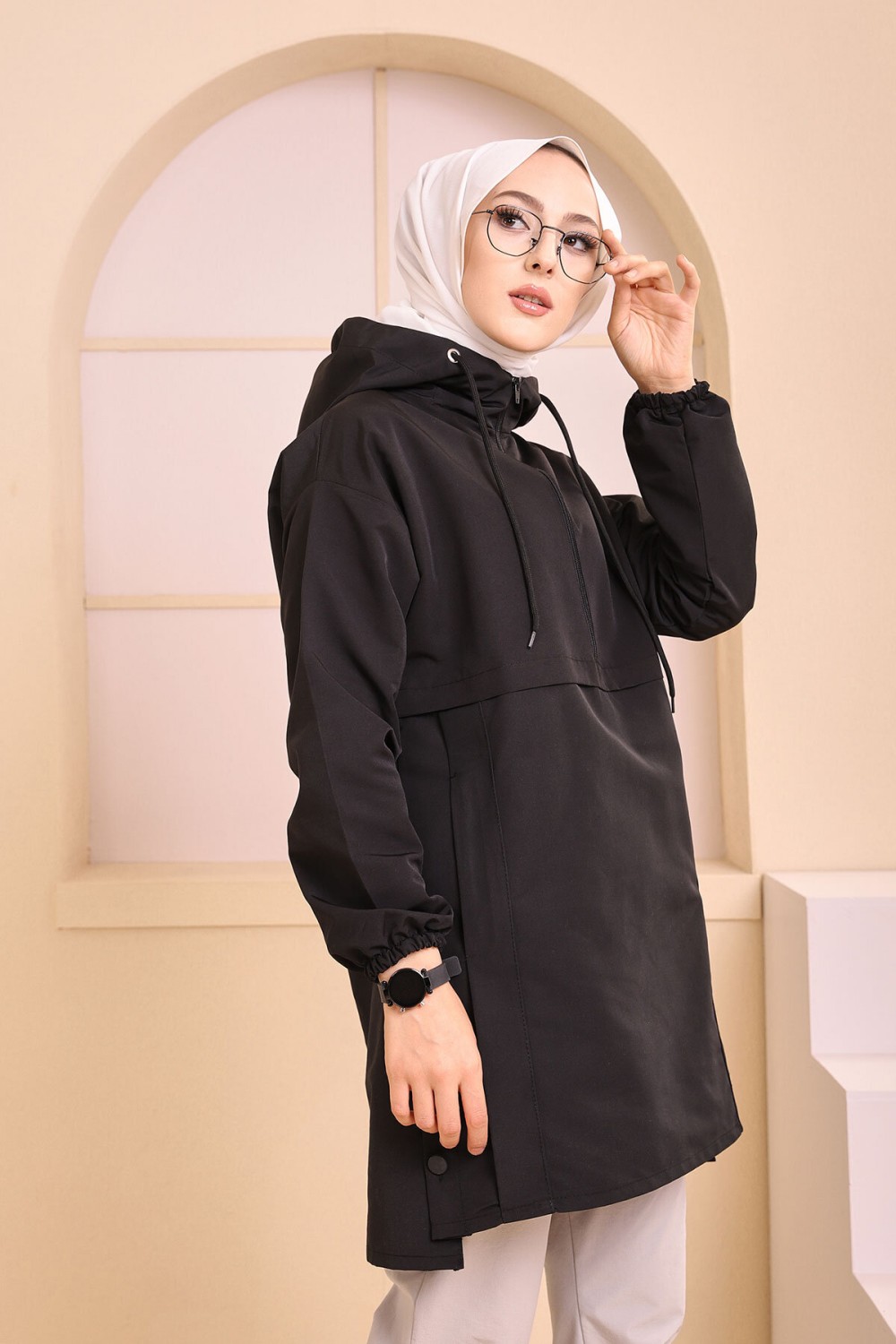 Imperméable à capuche pour femme (Vêtement Hiver Tendance pour Hijab  Saisons Automne Hiver) - Couleur kaki