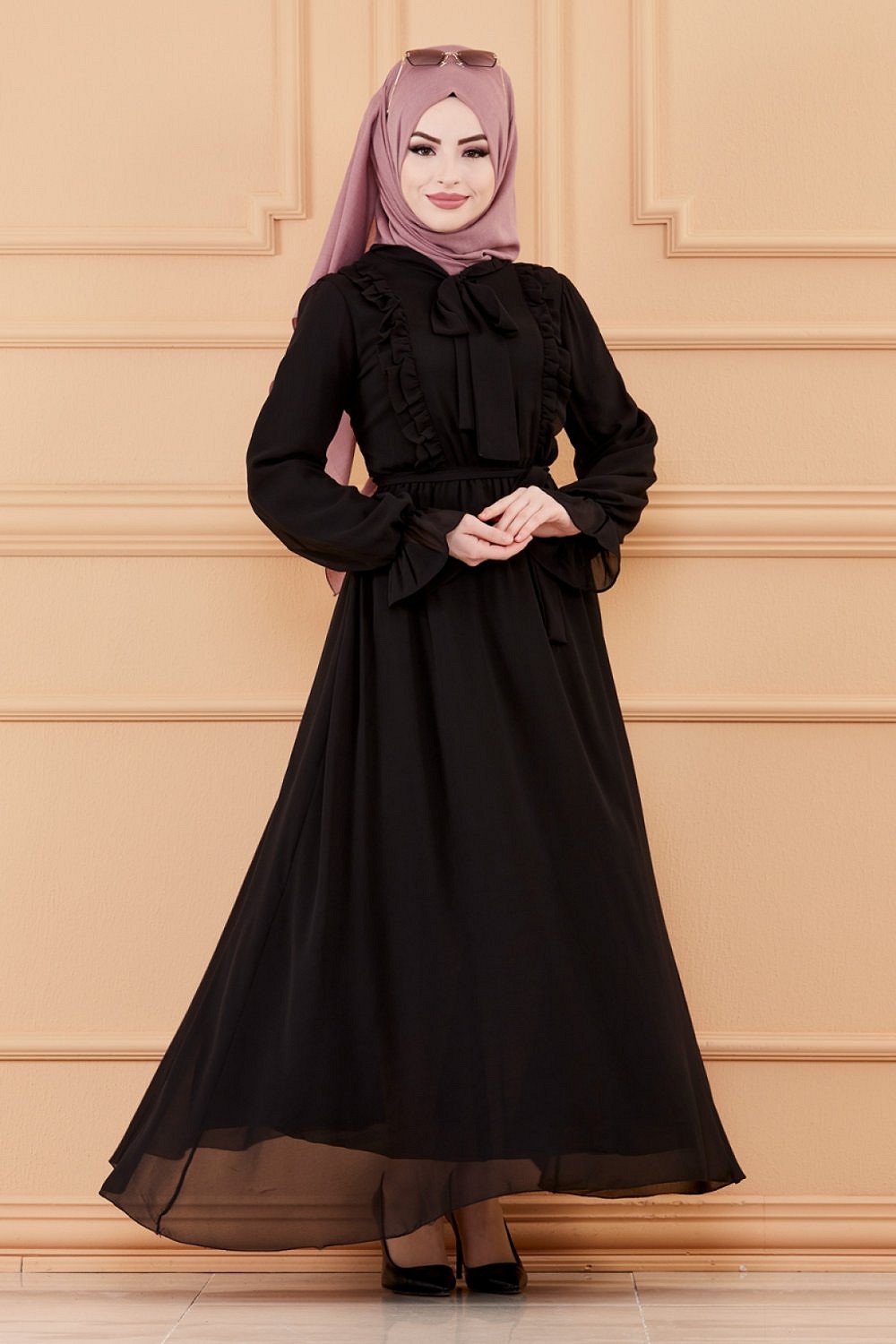 Robe de soirée pour femme (Tenue style chic pour hijab) - Couleur noir -  Prêt à porter et accessoires sur