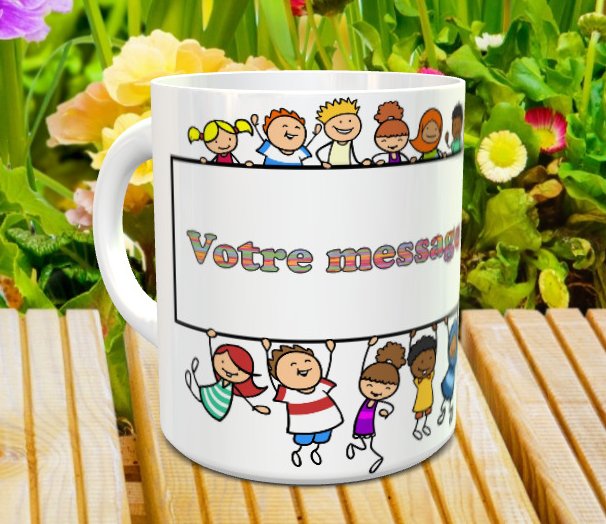 Mug original pour enfant - Tasse cadeau avec texte / message personnalisé  (Enfants Joyeux)
