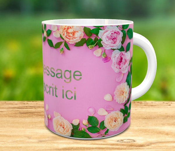 Mug Tasse Personnalisable avec votre texte Couronne de fleurs