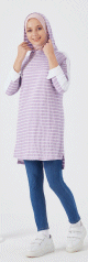 Tunique style moderne et decontracte pour femme - Rayures de couleur lilas