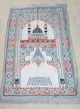 Grand Tapis de priere avec decorations islamique tisse en chenille (sajjada) - Couleur vert clair et blanc casse
