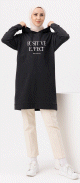 Tunique type sweat-shirt a capuche (Vetement decontracte et sport pour hijab) - Couleur anthracite