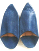 Babouches citadines fassi traditionnelles marocaines pour homme en cuir Bleu jean simple