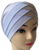Turban bonnet croise bicolore femme moderne - Couleur Blanc et creme