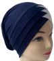 Turban bonnet croise bicolore femme moderne - Couleur Bleu marine et creme