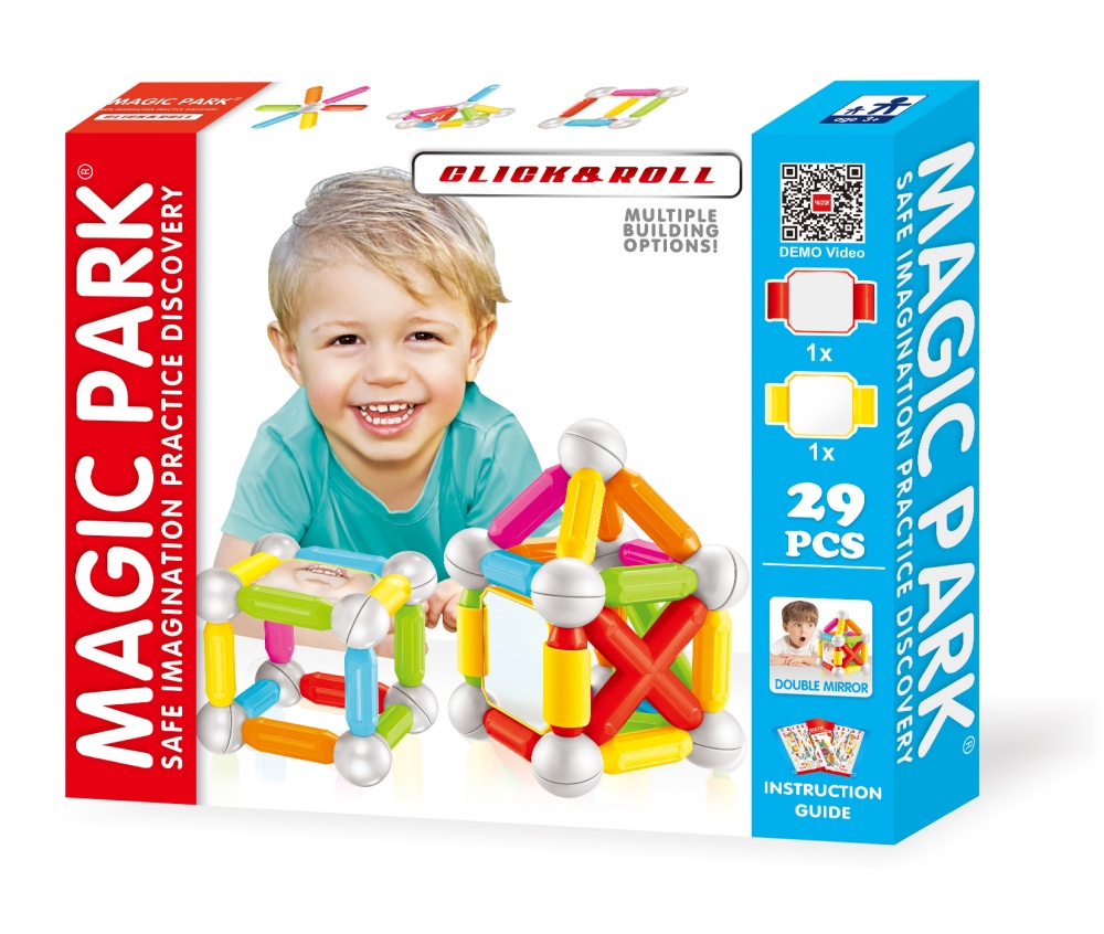 Magic Park : Jeu magnétique d'assemblage et de construction pour enfants  (29 pièces avec double miroir)