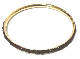 Bracelet fantaisie femme en metal dore garni d'une bande de perles ovales de couleur marron