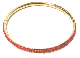 Bracelet fantaisie femme en metal dore garni d'une bande de perles ovales de couleur rouge