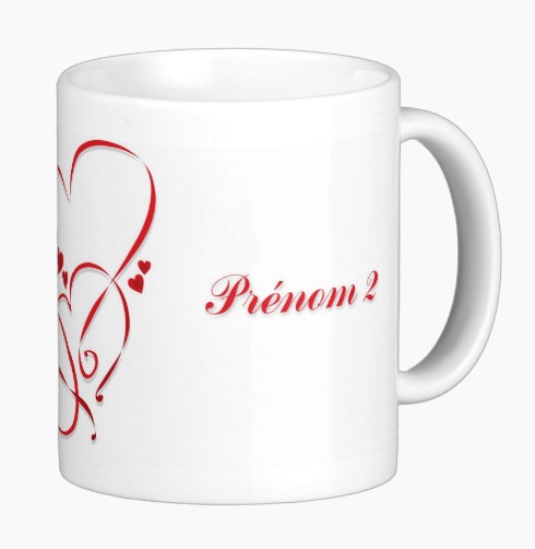 Mug couple (cœurs rouges) - Tasse cadeau avec message ou prénom pour  homme/femme (Amour & Coeur)
