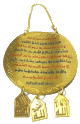 Pendentif rond metallique dore "Verset du trone" (Ayat Al-Koursi)